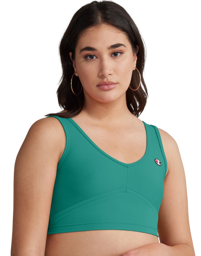 Champion Ribbed Cropped Kadın Kolsuz Tişört Yeşil ( ZSKYTQ619 )